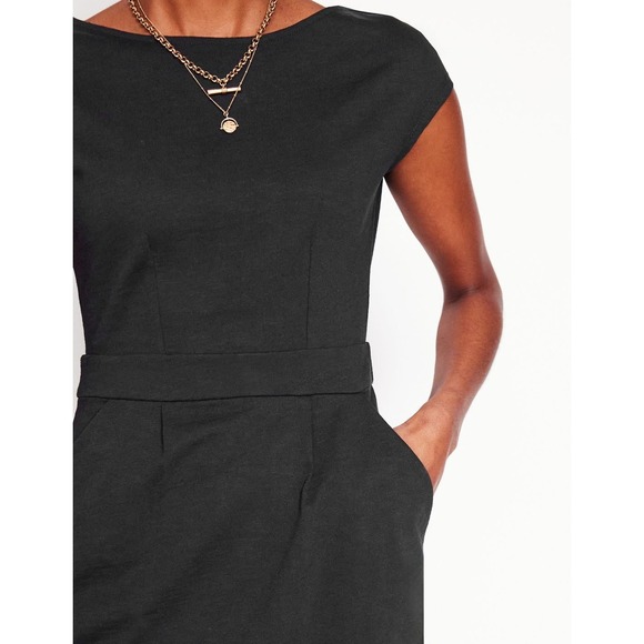 Boden Black Florrie Jersey Cap Sleeve Sheath Dress with pockets 6P Career Casual - Picture 10 of 10